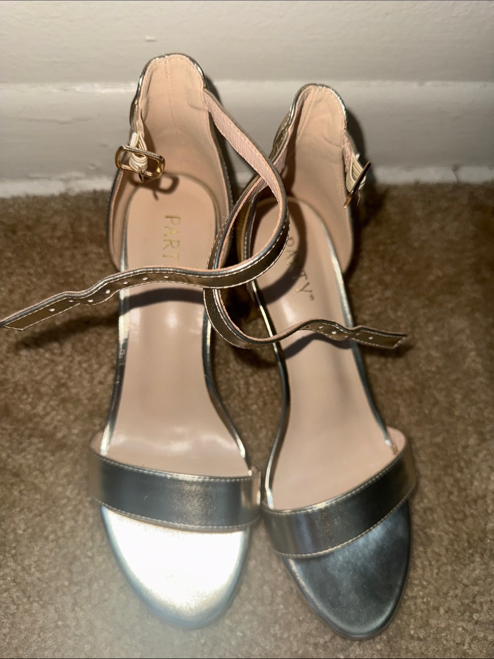 Amazon Metallic Gold Open-Toe Ankle-Strap Heels - Picture 2 of 2